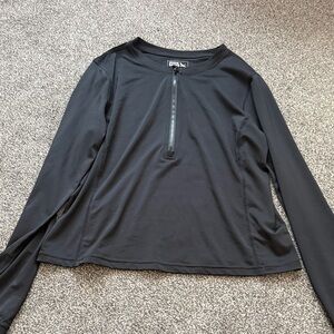 Eddie Bauer Women’s Athletic Pullover Black Quarter Zip Long Sleeve Top Size M